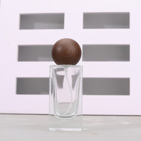 Botol Semprot Parfum Kosong Kaca 50ml Portabel Kelas Atas dengan Tutup Bambu, Botol Parfum Sub-Botol, Sablon