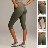 Nouveau pantalon de yoga pour femme, taille élastique, uni, brossé, longueur mollet, taille haute, coupe ajustée, séchage rapide, pour la course et le fitness en extérieur