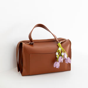 Porte-clés en cuir PU fait main en forme de tulipe, breloque pour sac, perles florales pour femmes, porte-monnaie, étui pour téléphone portable, pendentif pour clé de <span class=keywords><strong>voiture</strong></span>, accessoires - Product Image 3