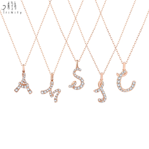 Best Seller Initial Collection 18K Solid Rose Gold Real Natural Diamond Letter A M S J C Pendant <b>Necklace</b> For Daily Wearing - Product Image 1