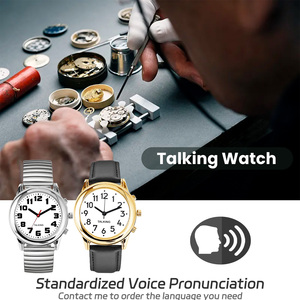 Montre parlante <span class=keywords><strong>à</strong></span> <span class=keywords><strong>voix</strong></span> large et claire dorée anglaise française pour aveugles, malvoyants ou personnes âgées - Product Image 5