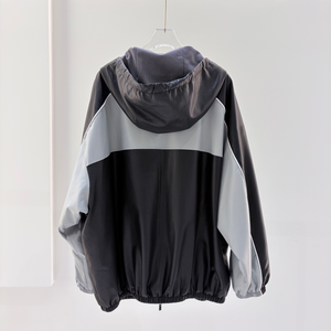 Veste en cuir ultra-fine pour <span class=keywords><strong>femme</strong></span>, style décontracté, pour sports de plein air et basketball, en peau de mouton, avec blocs de couleur, fermeture éclair, capuche et taille cintrée - Product Image 4