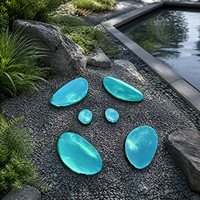 Offre Spéciale : Sculpture de galets irisés de luxe en acier inoxydable, revêtement miroir couleur, pour jardin biologique, parc, hôtel, taille personnalisée