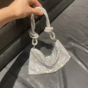 Hot sale crystal tassels bling diamond women handbags ladies shoulder rhinestone evening bag clutch diamonds purse