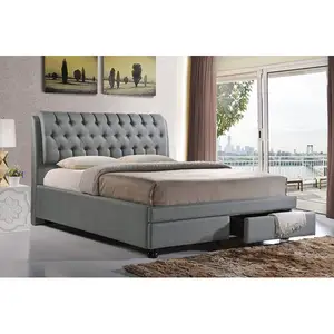 Dacron mobilya gri renk döşemeli çift kraliçe boyutu altında yatak saklama kutusu yatak