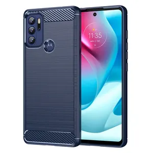 Casing Ponsel TPU Lunak Tahan Guncangan untuk Motorola G60S, Casing Penutup Belakang Pelindung Serat Karbon Kuas TPU Lunak Terbaru