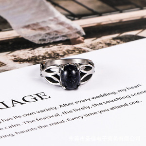 Anillo de acero inoxidable con piedras preciosas para mujer, diseño de planta vintage, joyería de boda SA665 - Product Image 4