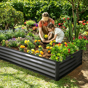 Bac à légumes surélevé carré en acier galvanisé pour jardinage, légumes et fleurs - Product Image 3