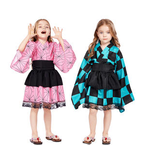 Costume di Halloween più Popolare, Abbigliamento Anime <span class=keywords><strong>Demon</strong></span> <span class=keywords><strong>Slayer</strong></span>, Nuovo Design Kimono Diviso Kamado Nezuko per Bambine - Product Image 4