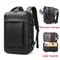 Sac à dos extensible pour ordinateur portable, grande capacité, sac à dos de voyage et d'affaires avec port USB, poches de rangement multi-couches pour hommes