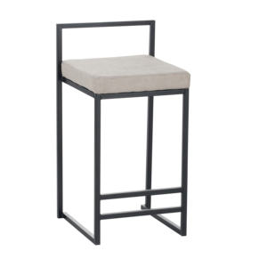 Modern Light Luxury Square Frame <b>Back</b> Soft Upholstered Bar <b>Stool</b> Black Metal Legs for Home Restaurant Hotel Apartment - Product Image 4
