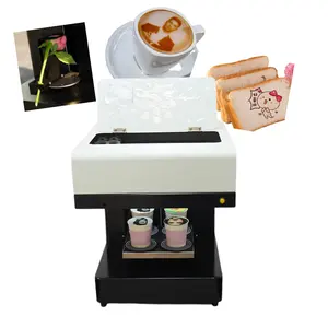 Printer kopi dapat dimakan warna cokelat penuh mesin cetak kopi otomatis 3d 4 cangkir printer kopi untuk dijual di Tiongkok
