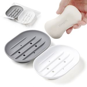 Soft Food Grade Silicone <b>Soap</b> Saver Tray Drainage Holes Waterproof Eco-Friendly Easy Cleaning Modern Multi-Colors Options Shower - Product Image 1