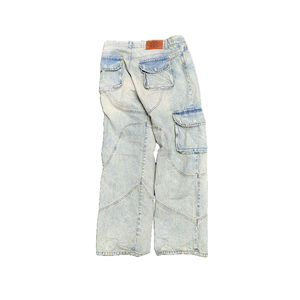 Fringuello in cotone Vintage Wash in Denim grandi tasche <span class=keywords><strong>laterali</strong></span> tasche posteriori con Logo fuso con bottone ampio Cargo <span class=keywords><strong>Jeans</strong></span> da uomo - Product Image 5