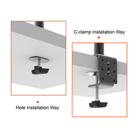 Support d'écran rotatif à 360° en acier allié, compatible VESA 100x100mm, bras pivotant à 180 degrés avec hub LED, noir