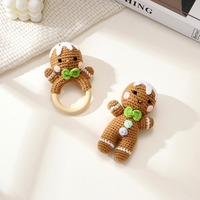 Boneka Rajut Gingerbread Man Buatan Tangan untuk Natal, Mainan Gigitan Bayi, Hadiah Unik yang Menenangkan dan Dapat Digigit