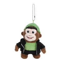 Porte-clés en peluche singe stylé avec veste à casquette verte, pendentif animal en peluche, breloque de sac, cadeau pour enfants, porte-clés