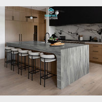 Panneau de pierre artificielle non poreux résistant aux taches pour comptoirs, motif veiné, plaque de surface solide en acrylique