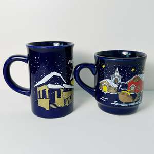 Custom <b>Ceramic</b> Mug With Handle Blue Christmas Design Holiday Gift <b>Cup</b> - Product Image 2