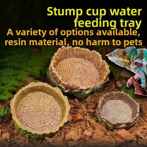Bol d'eau en résine pour reptiles, en forme de souche d'arbre, pour terrarium, adapté aux grenouilles cornées, aux geckos, aux tortues et aux serpents - Product Image 1