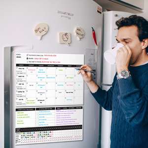 Tableaux blancs effaçables à sec personnalisés enfants adultes planificateur tâches ou liste d'épicerie magnétique calendrier d'objectif effaçable à sec pour réfrigérateur aimant - Product Image 2