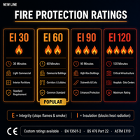 Vidrio Resistente al Fuego de Alta Calidad de 6-15 mm / Vidrio Ignífugo / Vidrio de Seguridad para Ventanas y Puertas
