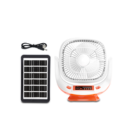 Ventilateur de table rechargeable 8 pouces, mini ventilateur solaire de bureau avec lumière LED, ampoules LED, panneau solaire, batterie au lithium pour la maison