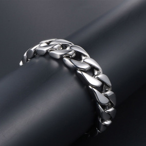 Titanium Steel Chain <b>Bracelet</b> 20.5Cm <b>Snap</b> Clasp Men's Fashion Jewelry CE045 - Product Image 4