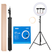 Anello luminoso a LED da 14 pollici con telecomando e treppiede in plastica da 2,1 m per studio, trucco, fotografia e video.