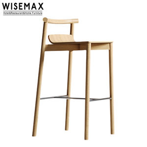 WISEMAX FURNITURE Chaise <span class=keywords><strong>de</strong></span> comptoir nordique moderne à dossier bas <span class=keywords><strong>Tabouret</strong></span> <span class=keywords><strong>de</strong></span> <span class=keywords><strong>bar</strong></span> haut en bois <span class=keywords><strong>de</strong></span> chêne naturel avec repose-pieds pour îlot <span class=keywords><strong>de</strong></span> cuisine Maison - Product Image 4