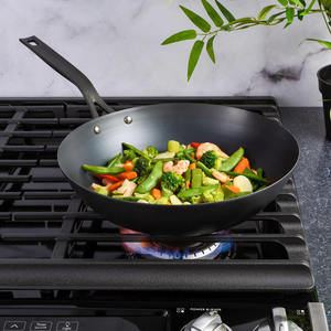 Wholesale 12" Chinese Carbon Steel Skillets Fry <strong>Pan</strong> Preseason <strong>Frying</strong> <strong>Pans</strong> for Restaurant Use - Product Image 1