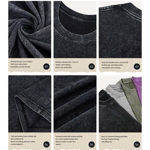 T-shirt Oversize Vintage in Cotone 260g per <span class=keywords><strong>Uomo</strong></span>, Stile Streetwear, Personalizzabile, Alta Qualità, Prezzo <span class=keywords><strong>di</strong></span> Fabbrica - Product Image 4