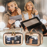 Étui à pinceaux de maquillage transparent imperméable à l'eau avec logo personnalisé, sac cosmétique en PVC durable et tendance
