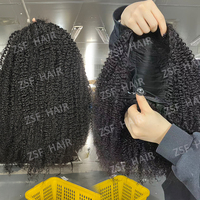 Perruque mi-tête en cheveux humains bruts birmans, bouclés profonds, ondulés effet eau, sans colle, installation facile, respirante, idéale pour l'été, pour professionnels de la coiffure, très demandée