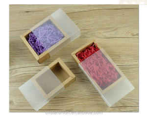 Großhandel und anpassen ausziehbare Schublade Geschenk boxen recyceltes Material Kraft papier Schublade Schieber Geschenk boxen mit klarem PVC-Fenster - Product Image 3