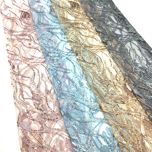 Bordado plano pluma blanca marfil encaje y lentejuelas ajuste con cuentas de perlas lentejuelas liliaca telas de encaje gris tela de encaje con lentejuelas - Product Image 4