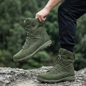 Bottes tactiques en daim vert DSF28 pour hommes, à lacets, respirantes, pour toutes les saisons, chaussures de randonnée à tige haute, fabriquées en Chine - Product Image 3
