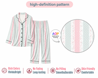 Pyjama pour femmes avec design de boutons imprimés à la demande, ensemble de pyjama deux pièces à motifs botaniques, vêtements de détente pour femmes