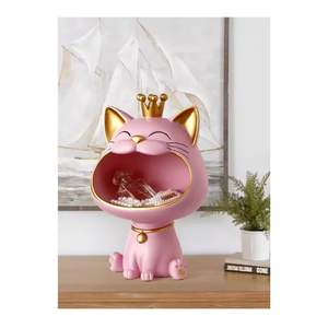 Adorno de Resina con Forma de Gato de Boca Grande, Tema Animal, para Guardar Llaves en la Entrada, Decoración de Sala de Estar, Zapatero, Artesanía de Lujo Ligero - Product Image 6