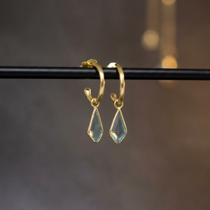 Pendientes de Aro de Plata de Ley 925 con Topacio Azul de Primera Calidad, Diseño Moderno y Vintage para Mujer - Product Image 3