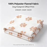 Tissu en flanelle 100 % polyester 230 GSM résistant à l'abrasion, imprimé à motif de patte de chien, pour textile de maison lourd - En stock