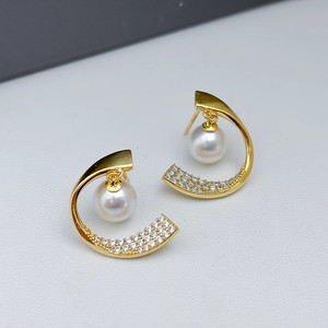 Accessoires en perles DIY, plateau vide en argent S925 avec perles rondes de 6 à 8 mm, bijoux en argent simples, boucles d'oreilles pendantes, accessoire 22384DIY - Product Image 3