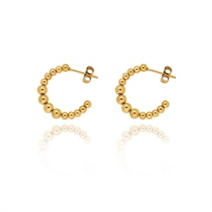 Fashion Fine Jewelry 18k Hoop Earring Stainless Steel Cuff Beads Earring - Product Image 3