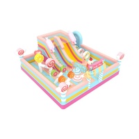 Château gonflable WOLONG Candy Paradise, thème paradis des bonbons, respectueux de l'environnement, certifié CE, en PVC, avec toboggan, décorations en forme de sucettes, capacité de 30 personnes
