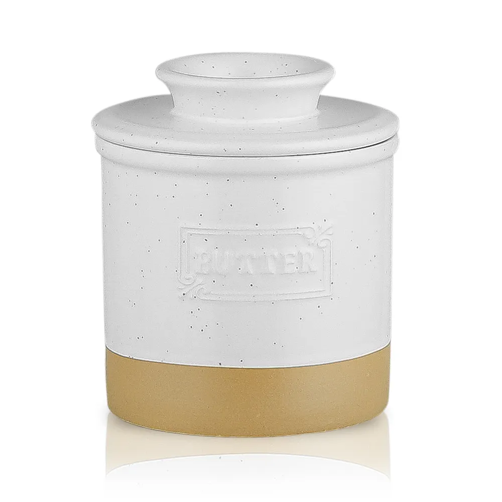 Kerajinan Tangan Desain Nordic Keramik Pot Butter Cangkang dengan Tutup Butter Bentuk Bulat Penggunaan Aman