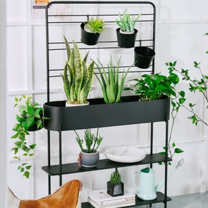 KINNO Cadre d'affichage pour plantes vertes en ferronnerie Balcon extérieur Cloison de sol de jardin Pot de fleurs Étagère pour mobilier d'extérieur - Product Image 2