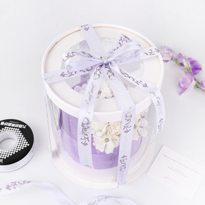 Purple Iris Series Satin Ribbons Floral Printed Wedding Gift Packaging Decorative Bow Ties - Product Image 4