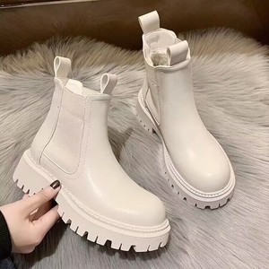 Bottines pour femmes de haute qualité, respirantes, nouvelle mode, bout rond, style britannique, talon épais, talon bloc, en <span class=keywords><strong>cuir</strong></span> - Product Image 1