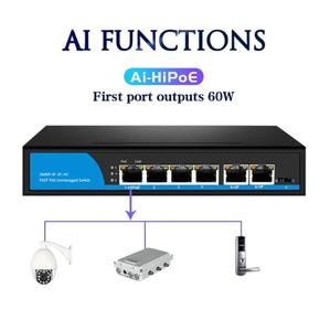 Conmutador PoE de 4 puertos con potencia de 80W Fast Ethernet Uplink 2 y 4 Fast Ethernet para conmutadores de red AP inalámbricos - Product Image 6