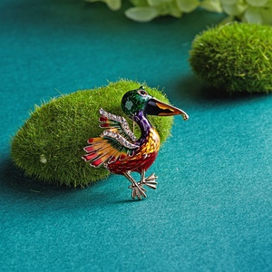 Broche creativo único colorido esmalte tucán Cormorant Bird para hombre, joyería a granel - Product Image 5
